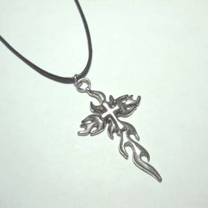 Antique Silver Cross Pendant, Antique Silver Tone, Men's Necklace, Women's Necklace, Antique Silver Tone Chain, Leather Cord image 3