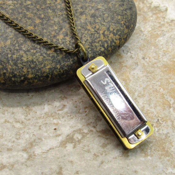 Mini Silver Harmonica Pendant Necklace Men's Necklace Etsy
