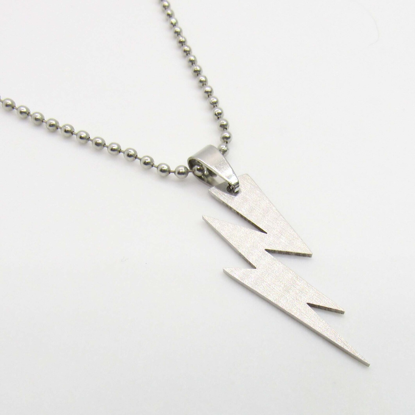 Stainless Steel Lightning Bolt Necklace Men's Necklace Etsy