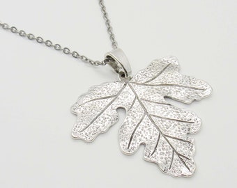 Large Maple Leaf Necklace, Silver Leaf Pendant, Men's Necklace, Women's Necklace, Seasonal Jewelry, Nature Necklace, Women's Jewelry