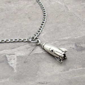 Silver Rocket Spacecraft Pendant, Celestial Jewelry, 3D Rocket Pendant, Men&#39;s Necklace, Woman&#39;s Necklace, Men&#39;s Jewelry, Rocket Jewelry