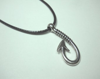 New Style Fish Hook Pendant Necklace, Fish Hook Charm Necklace, Fisher Jewelry, Nautical Charm, Man Gift, Men's Necklace, Women's Necklace