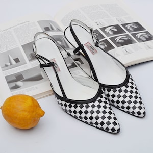 Black and white checkered heels discount
