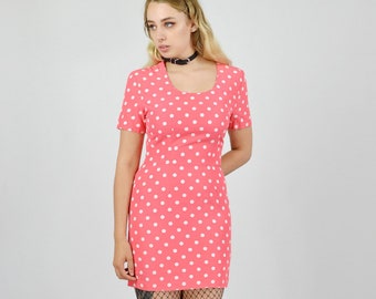 Vintage 90s Pastel Polka Dot Print Dress