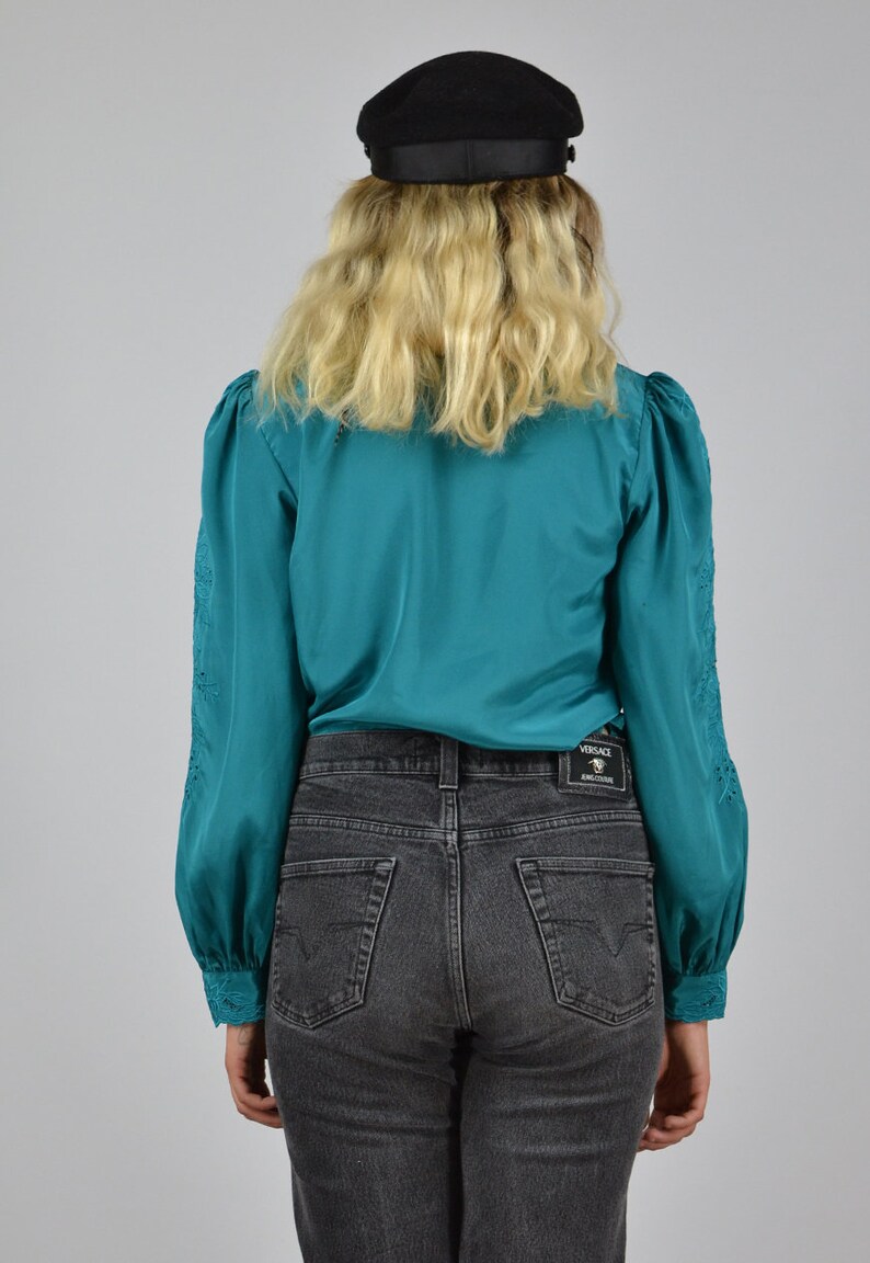 Vintage 80/'s Floral Silk Blouse