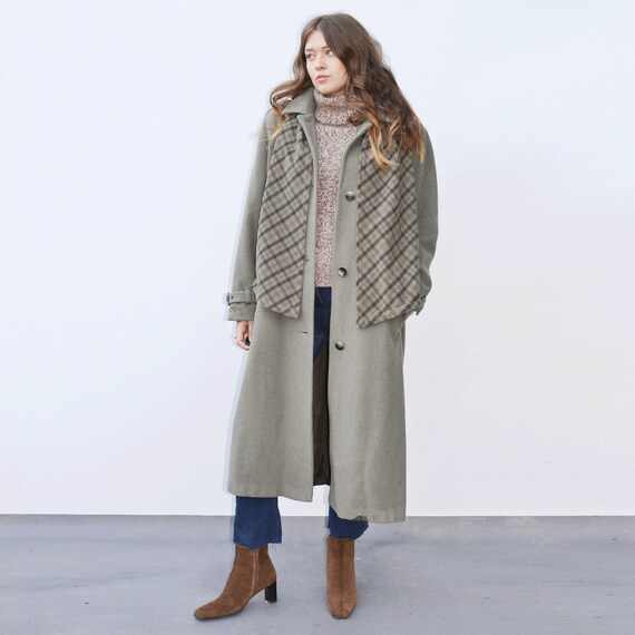 Vintage 80's Green Wool Maxi Coat