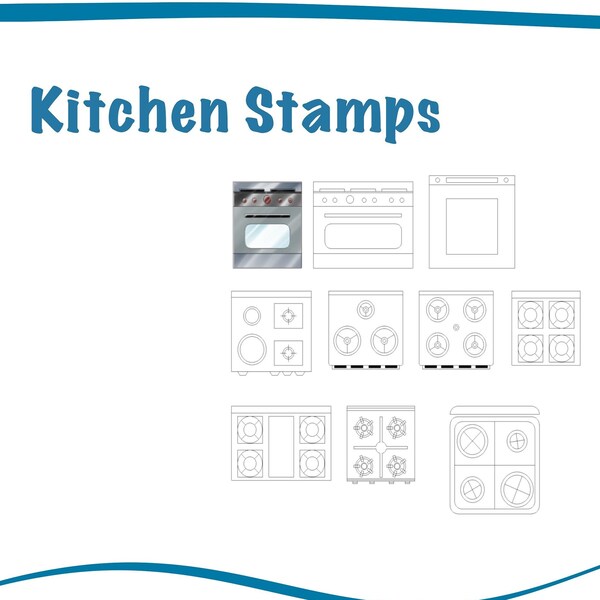 Procreate Kitchen Stamps for colouring and interior design