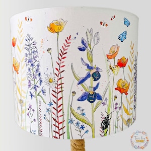 Wildflower Lampshade – Botanical Floral Print, Butterflies & Bees