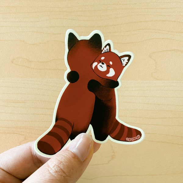 Hugging Red Pandas Waterproof Vinyl Sticker