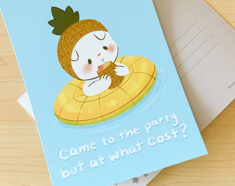 Pineapple Party Cat Mini Print / Postcard