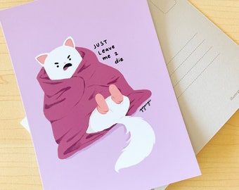 Blanket Cat Mini Print / Postcard