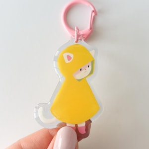 Rainy Cat Glitter Acrylic Keychain