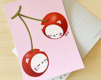 Cherry Cats Mini Print / Postcard