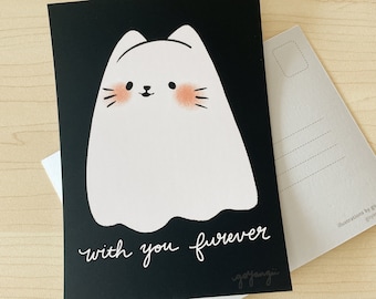 Ghost Cat Mini Print / Postcard