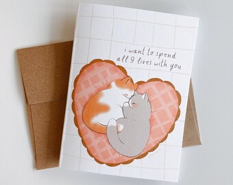 9 Lives With You - Valentines / Anniversary / Friendship Greeting Card