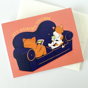 Couch Cats - Carte de voeux Saint Valentin / Anniversaire / Amitié