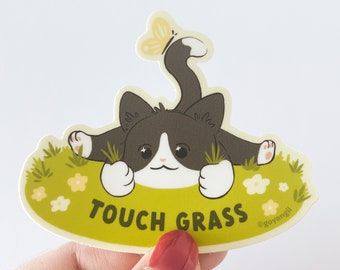 Touch Grass Waterproof Vinyl Sticker