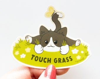 Touch Grass Waterproof Vinyl Sticker