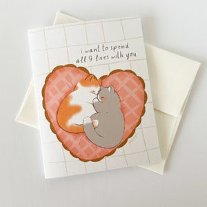 9 vies avec vous - Carte de voeux Saint-Valentin / Anniversaire / Amitié