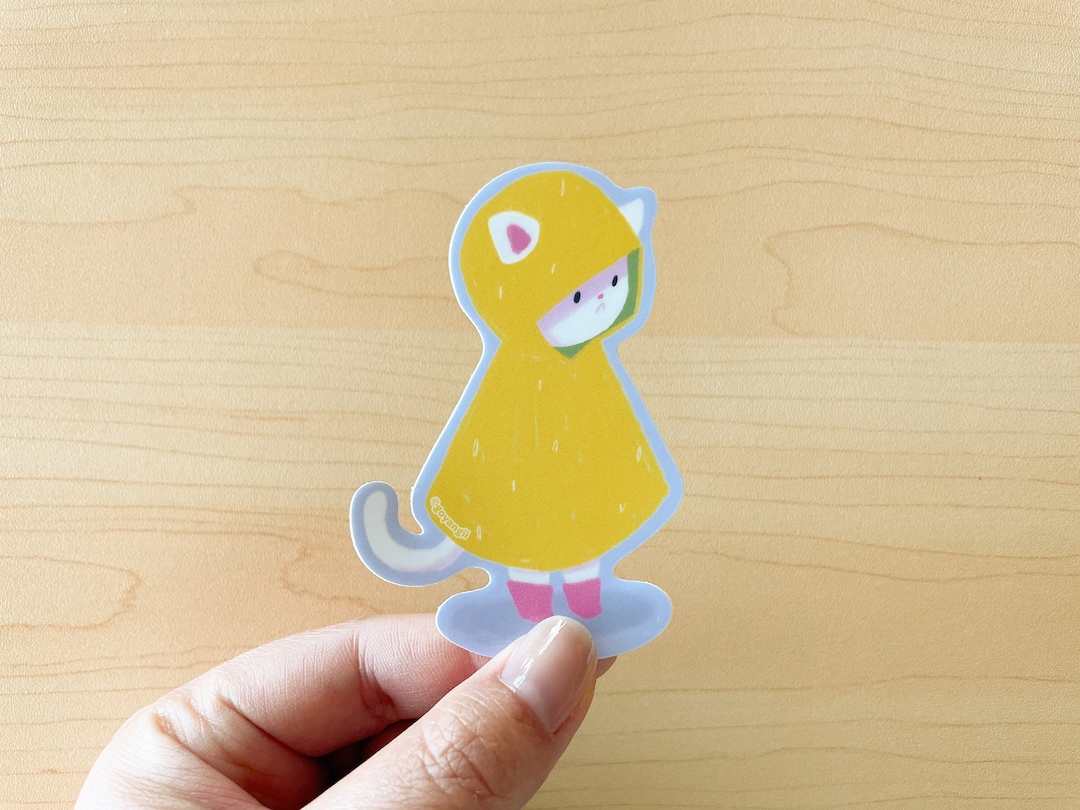 Rainy Cat Waterproof Vinyl Sticker - Etsy