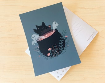 Witch Cat Mini Print / Postcard