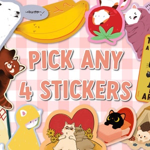 Sticker Pack Pick 4 Waterproof and Weatherproof Vinyl image 1