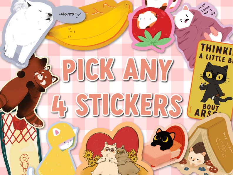 Sticker Pack Pick 4 Waterproof and Weatherproof Vinyl image 1