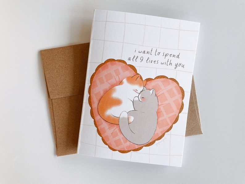 9 Lives With You Valentines / Anniversary / Friendship Greeting Card image 1