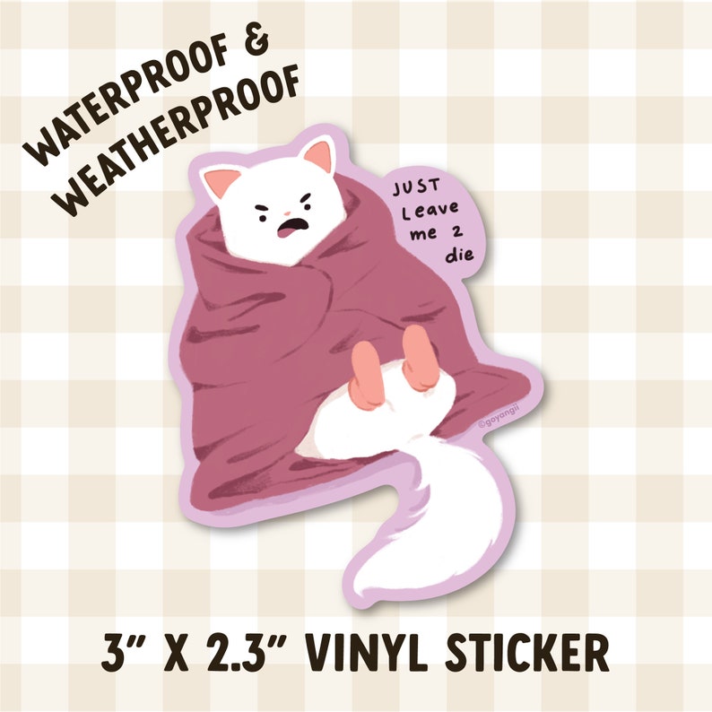 Blanket Cat Waterproof Vinyl Sticker - Etsy