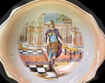 Serving Bowl, Hand Painted Grimwades, Stoke on Trent, Staffordshire England- Shakespeare Series “Antony” C.1930’s