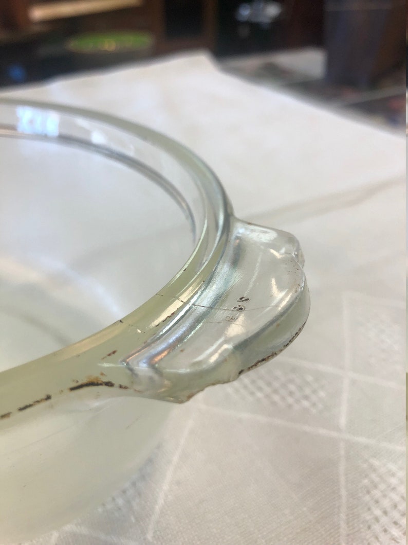C.1940/'s Pyrex Glass Dish With Etching On Lid