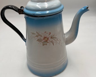 Hand Painted Enamel Coffee Pot c.1880