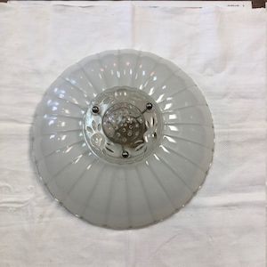 Ceiling Globe, Light Shade, Clear & Frosted Glass With Scalloped Edges. C.1940&#39;s