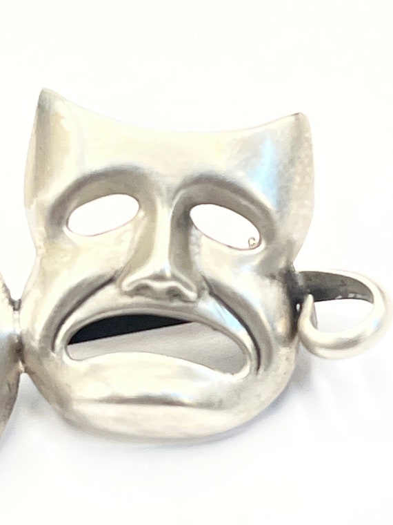 Sterling Silver Brooch, Theater Masks, Comedy/Tra… - image 3