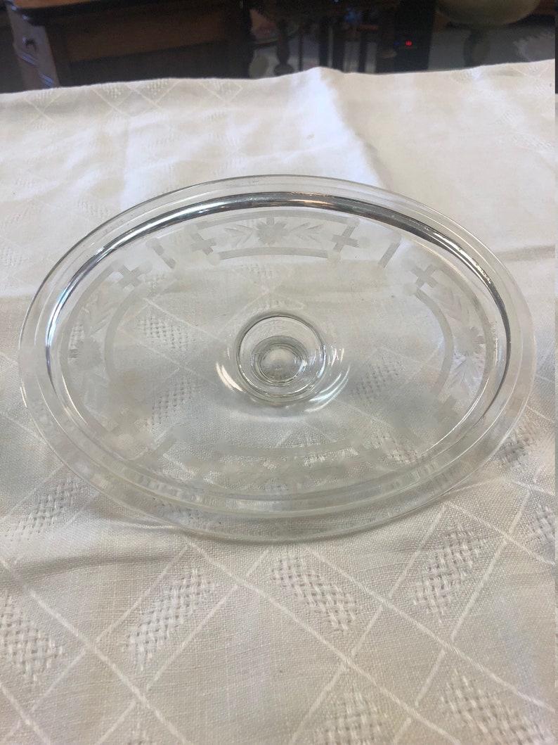 C.1940/'s Pyrex Glass Dish With Etching On Lid