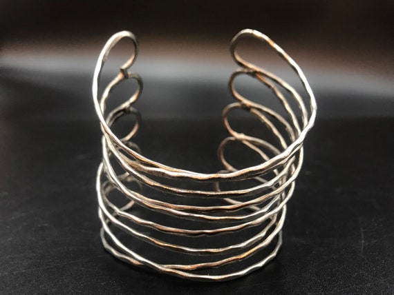 Cuff Bracelet, Silver, Weaved, Unmarked, Tested P… - image 9