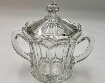 E.A.P.G. Sucrier en verre à motif américain vers 1900 Higbee Glass Co.