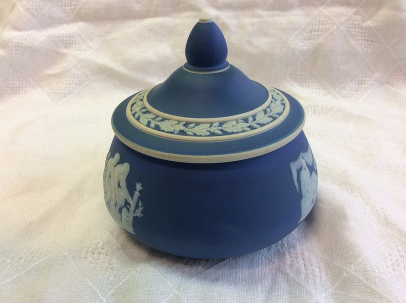 Wedgwood Cobalt Blue Lidded Trinket/Candy Dish Jasperware Etsy