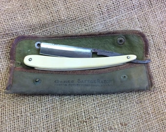 Rasiermesser mit originaler Stoffaufbewahrung/Reisetasche C. 1920-30, Genco USA Safege, Genf Cutler Corp