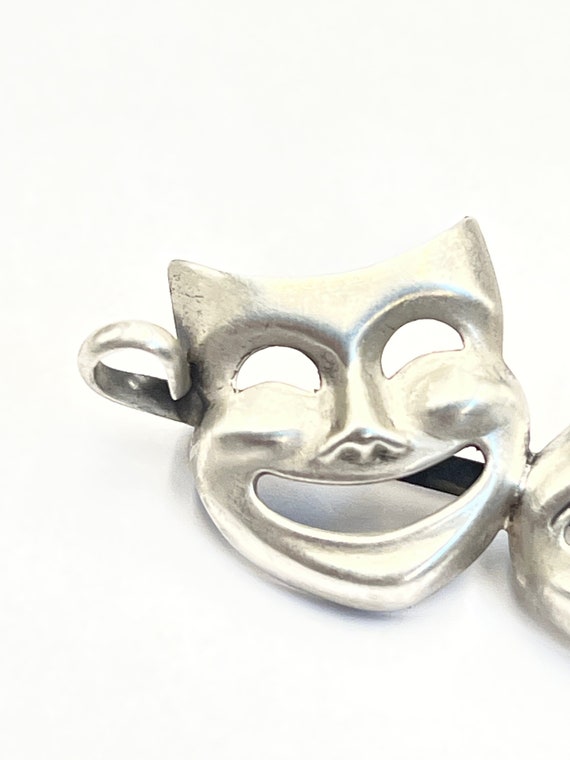 Sterling Silver Brooch, Theater Masks, Comedy/Tra… - image 4