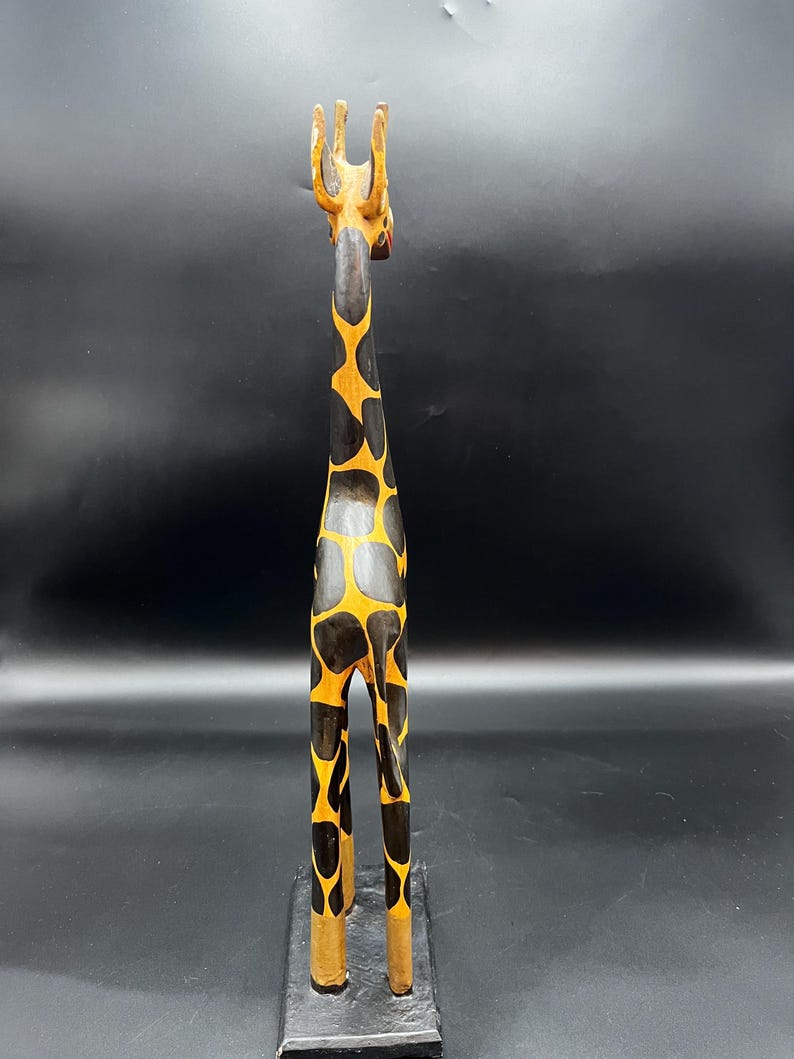 Rectangular Giraffe Hand Carved and Hand Painted 20 1/2