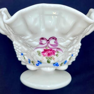 Westmoreland Pedestal Milk Glass Ruffled Candy Dish/Bowl, Signed 1975