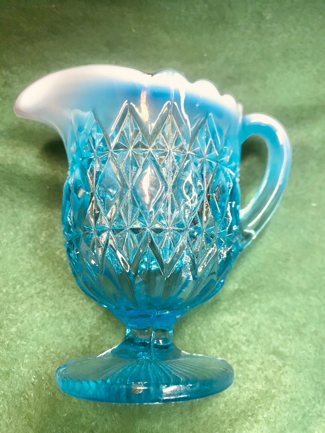 Cream and Sugar Bowl. Pearline Blue Opalescent. Davidson Glass Etsy