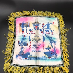 Pillow Sham, U.S. Navy, Remembrance Mother Poem, C. 1940&#39;s