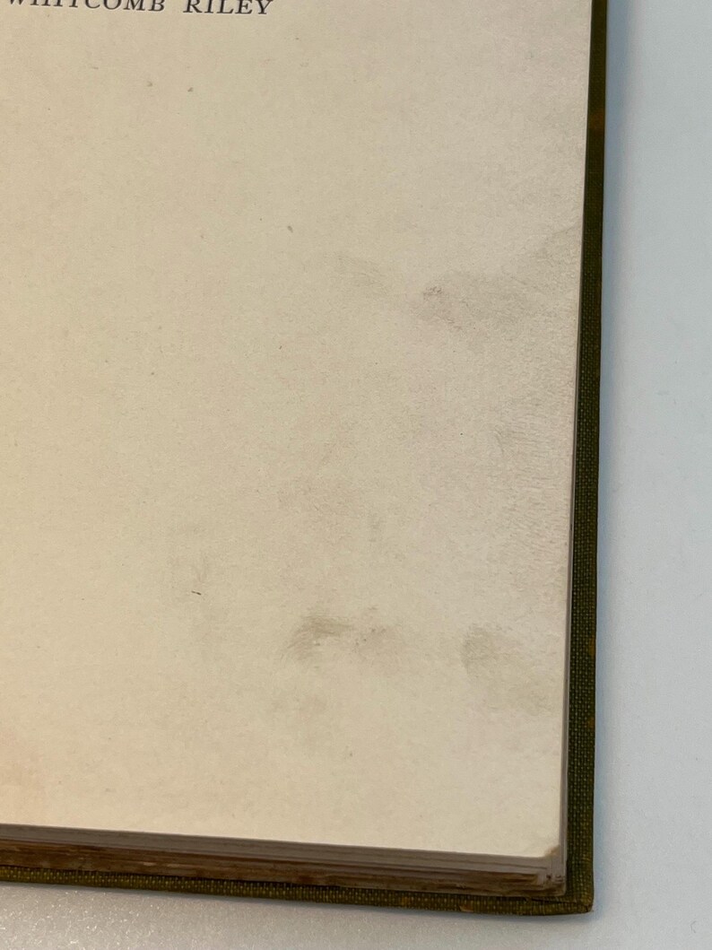 Puede incluir: Primer plano del interior de la cubierta de un libro con una p&aacute;gina de color crema y un lomo verde. La p&aacute;gina tiene algunas manchas marrones tenues.