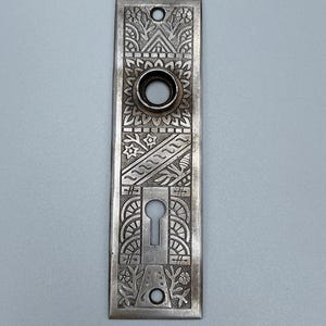 Cast Iron Keyhole Door Plate, Art Deco, Floral and Geometric Pattern Door Escutcheon, Circa 1910 - 1920
