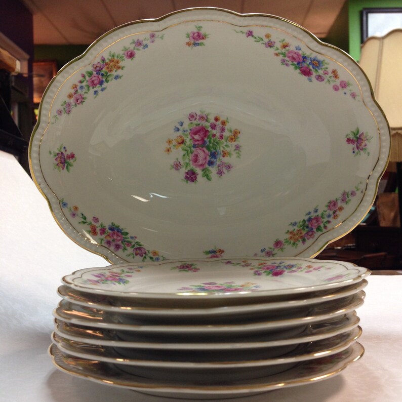 Krautheim Porcelain Set Serving Bowl & 5 Dessert Plates ...
