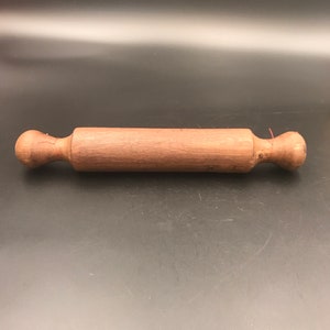Rolling Pin, Solid, Single Piece Of Turned Wood, Dark Wood, C. 1920&#39;s