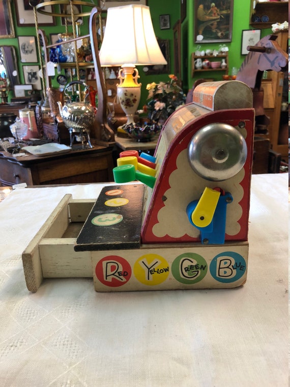 Wooden Fisher Price Cash Register C 1950 S Etsy