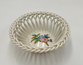 Vintage Herend Queen Victoria Small Braided Basket #7373 Hand
